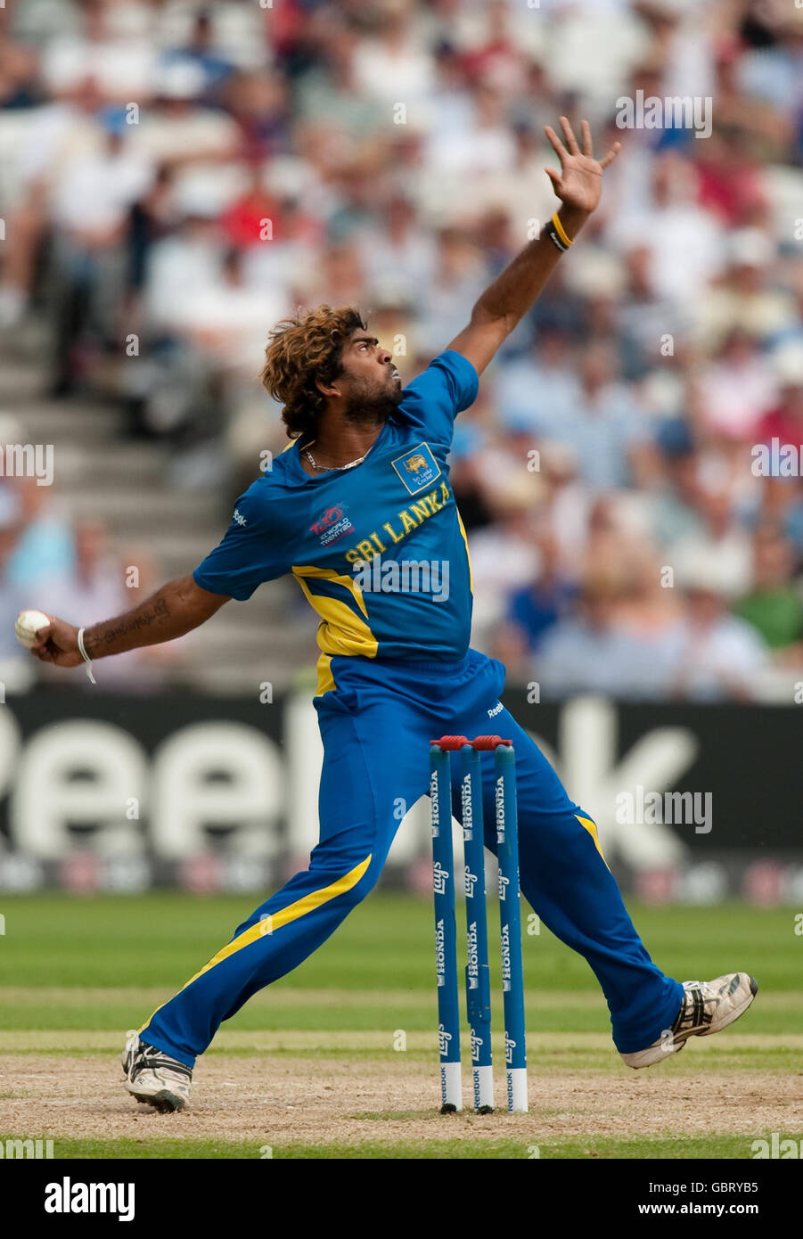 Le Lasith Malinga, au Sri Lanka, a été l'occasion du match des Super Eights de l'ICC World Twenty20 à Trent Bridge, à Nottingham. Banque D'Images