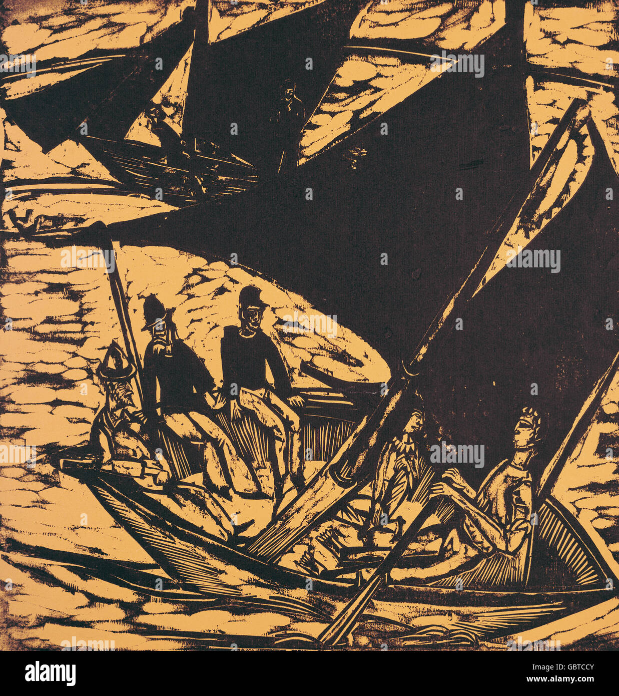 Bei Segelboote Fehmarn par Ernst Ludwig Kirchner, 1914 Banque D'Images