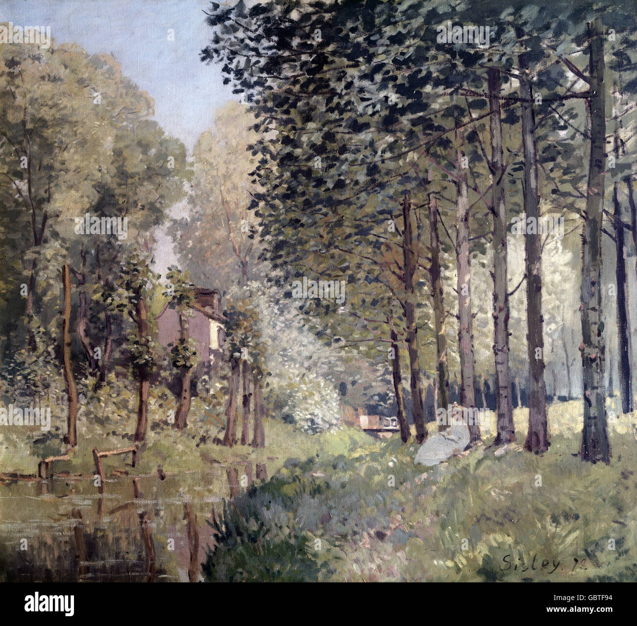 Beaux-arts, Sisley, Alfred, (1839 - 1899), peinture, 'Le Repos du Ruisseau", 1872, Jeu de Paume, Paris, Banque D'Images