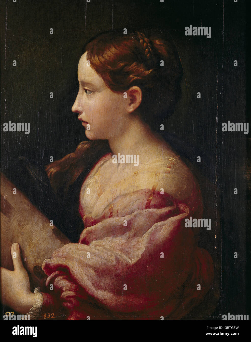Beaux-arts, Parmigianino (1503 - 1540), peinture, "Santa Barbara", 1522, Prado, Madrid, Banque D'Images
