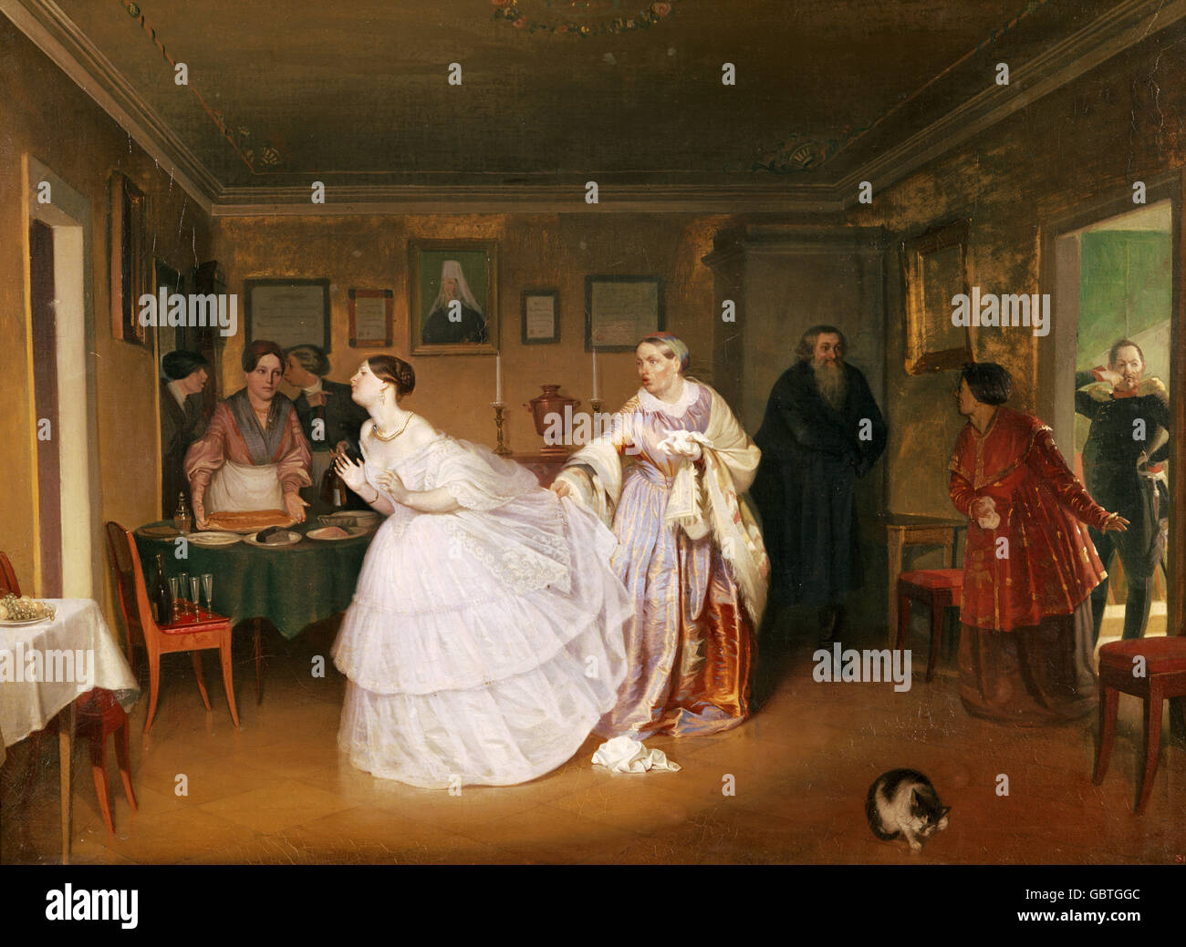 Beaux-arts, Fedotov, Pavel Andreïevitch (1815 - 1852), peinture, 'Major' proposition de mariage, 1848, Galerie d'État Tretiakov, Moscou, Banque D'Images