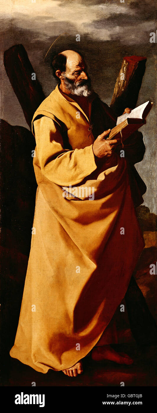 Beaux-arts, Francisco de Zurbarán (1598 - 1664), peinture 'Apôtre André", 1631, huile sur toile, 146,7 x 61 cm, Musée national des beaux-arts, Budapest, Banque D'Images