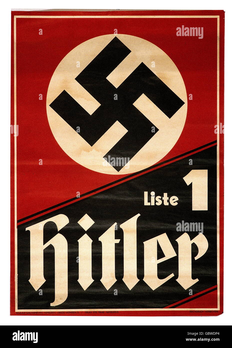 Géographie / voyage, Allemagne, politique, élection du Reichstag 6.11.1932, affiche électorale du NSDAP, 'liste 1 - Hitler', droits additionnels-Clearences-non disponible Banque D'Images
