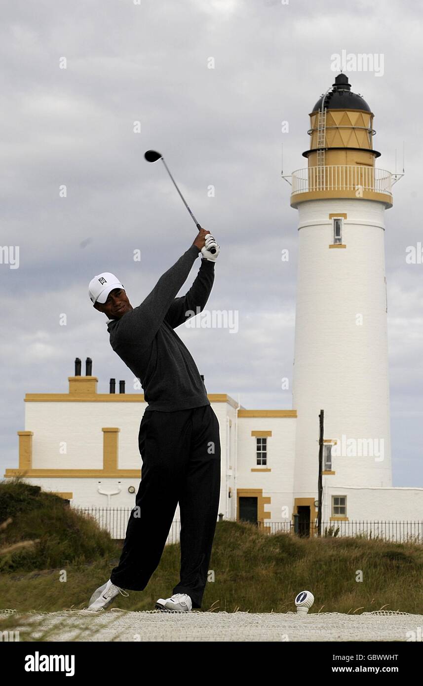 Tiger Woods des États-Unis en action pendant la troisième journée d'entraînement à Club de golf Turnberry Banque D'Images