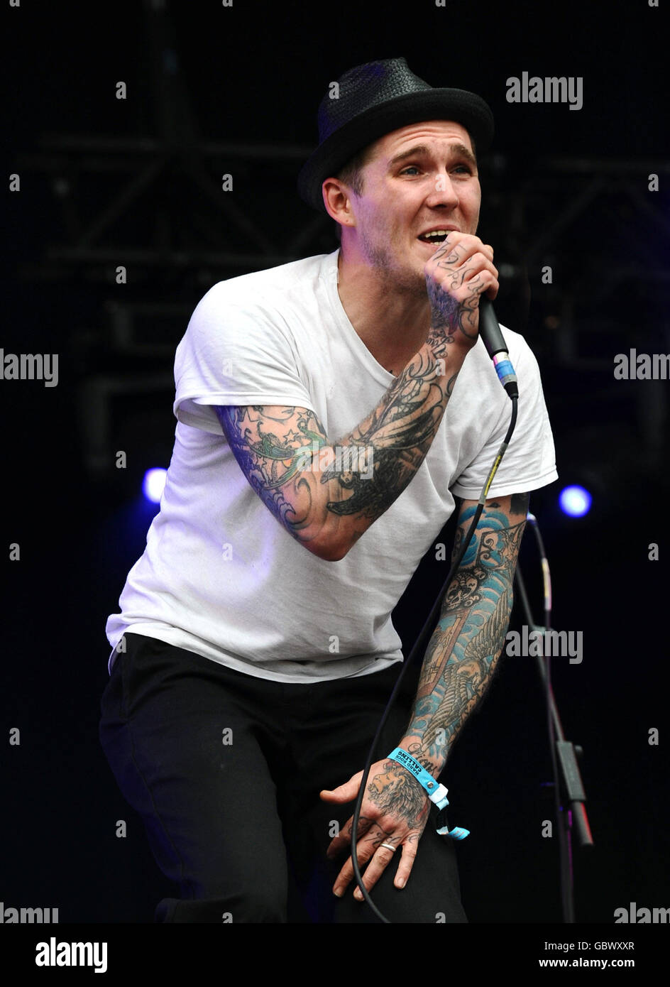 Hard Rock Calling Festival - Londres.Brian Fallon du Gaslight Anthem sur scène à Hard Rock Calling, à Hyde Park à Londres. Banque D'Images