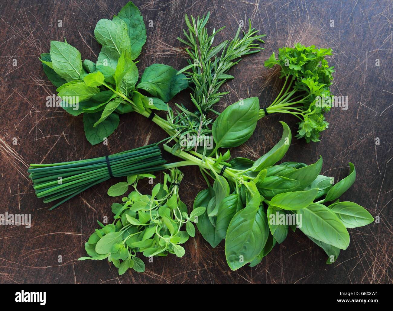 Des herbes fraîches du jardin, vue de dessus Banque D'Images