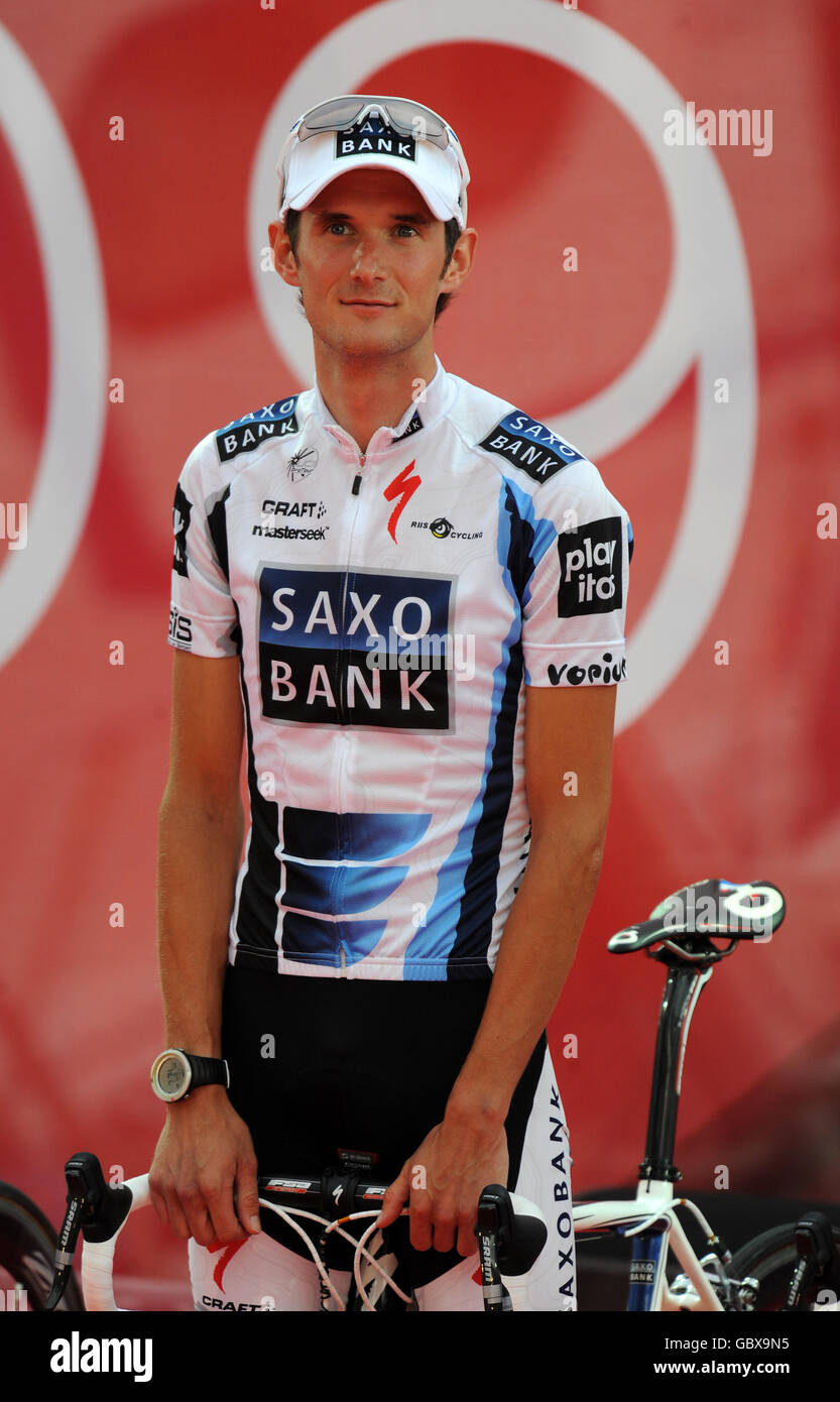 Cyclisme - Tour de France 2009 - présentations par équipe - Monaco. Frank Schleck (Luxembourg), Saxo Bank Banque D'Images