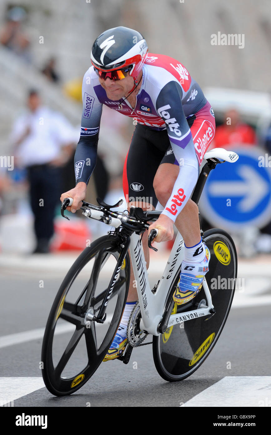Cyclisme - Tour de France 2009 - première étape. Cadel Evans (Australie),  Silence Lotto Photo Stock - Alamy