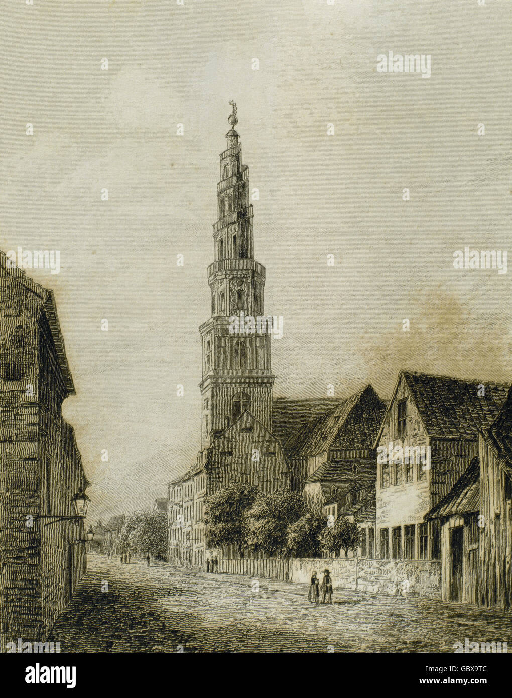 Le Danemark. Copenhague. L'église de Notre Sauveur. Gravure, 1845. Banque D'Images