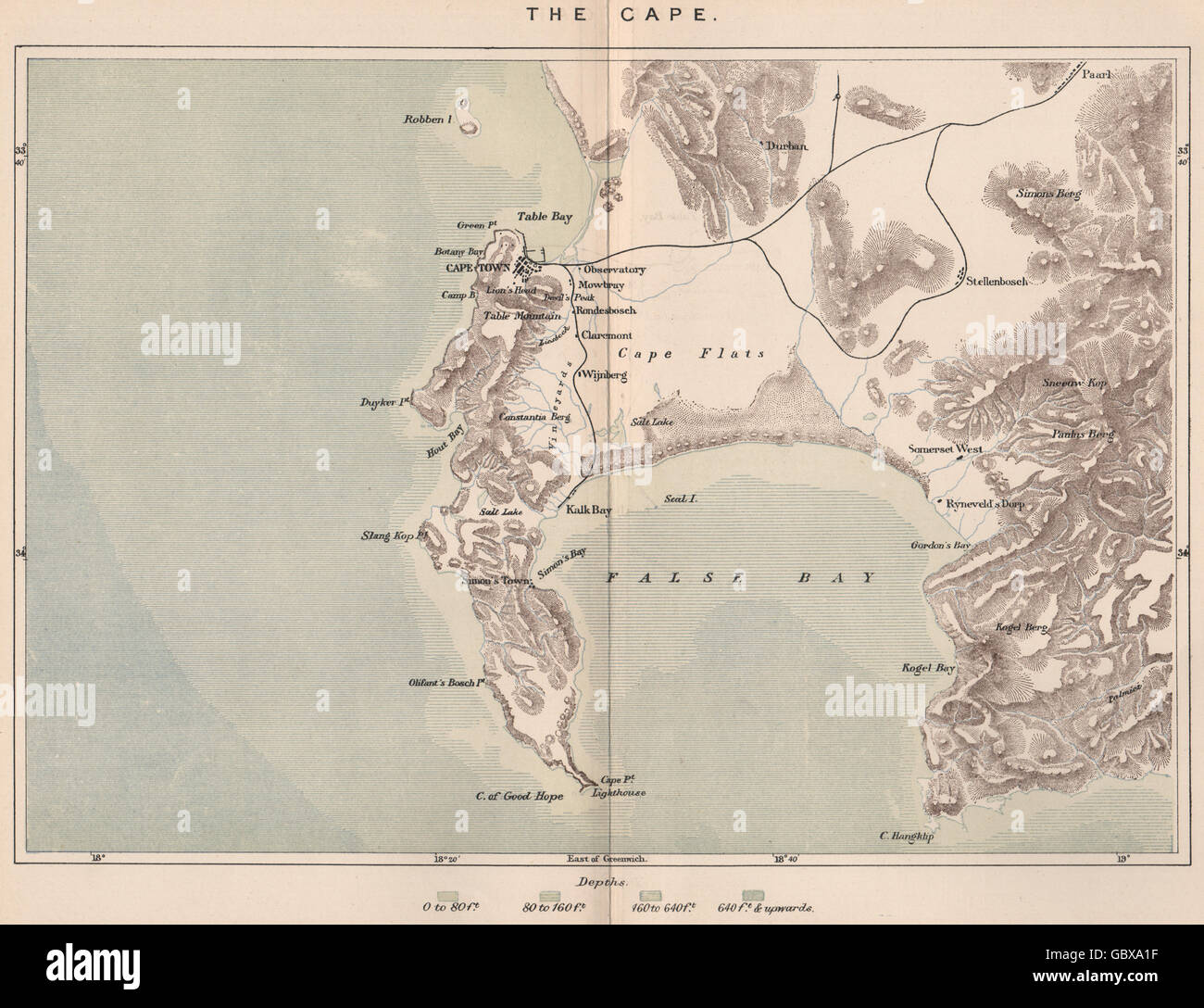 La Cape. L'Afrique du Sud. La colonie du Cap, 1885 carte antique Banque D'Images