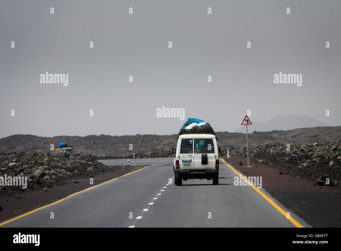Les Chinois-construit l'autoroute entre Mek'ele dans le nord de l'Éthiopie, et le port de Djibouti Banque D'Images
