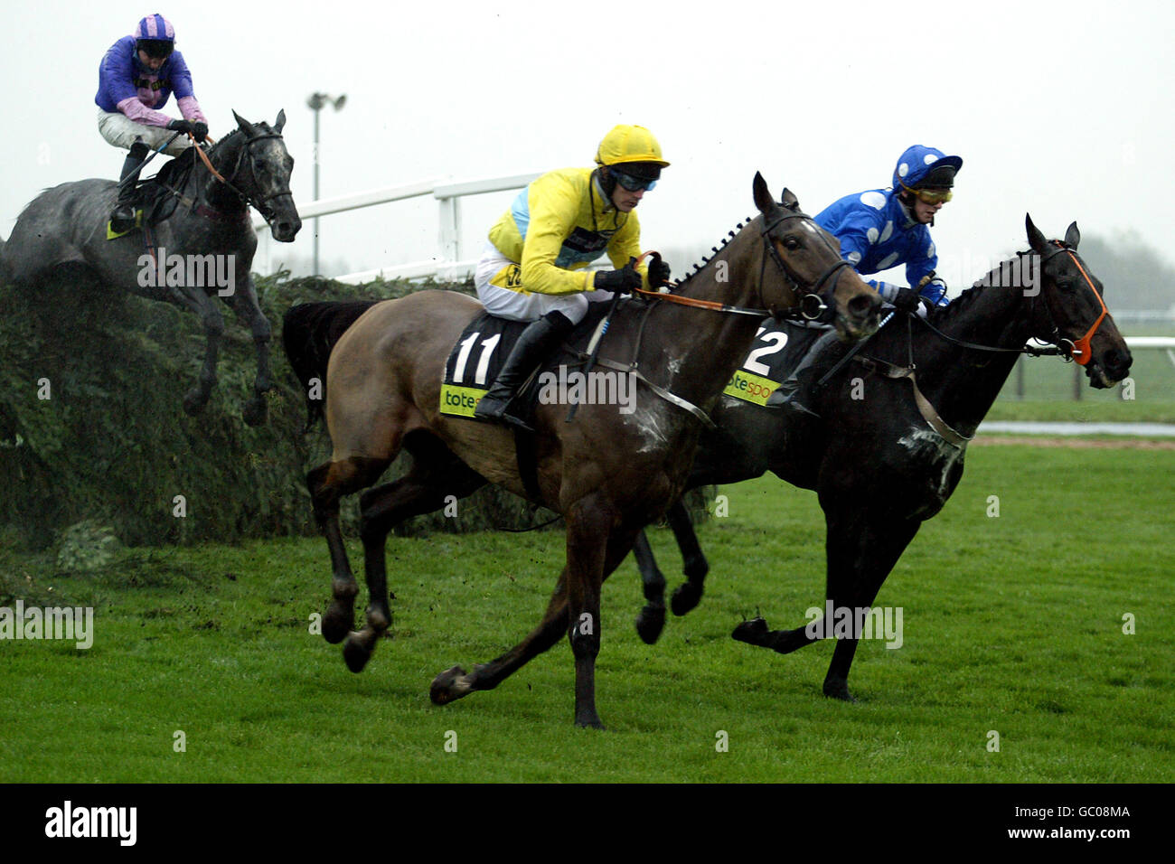 Birch d'argent monté par Ruby Walsh dans le totesport d'He Becher handicap Steeple Chase. Banque D'Images