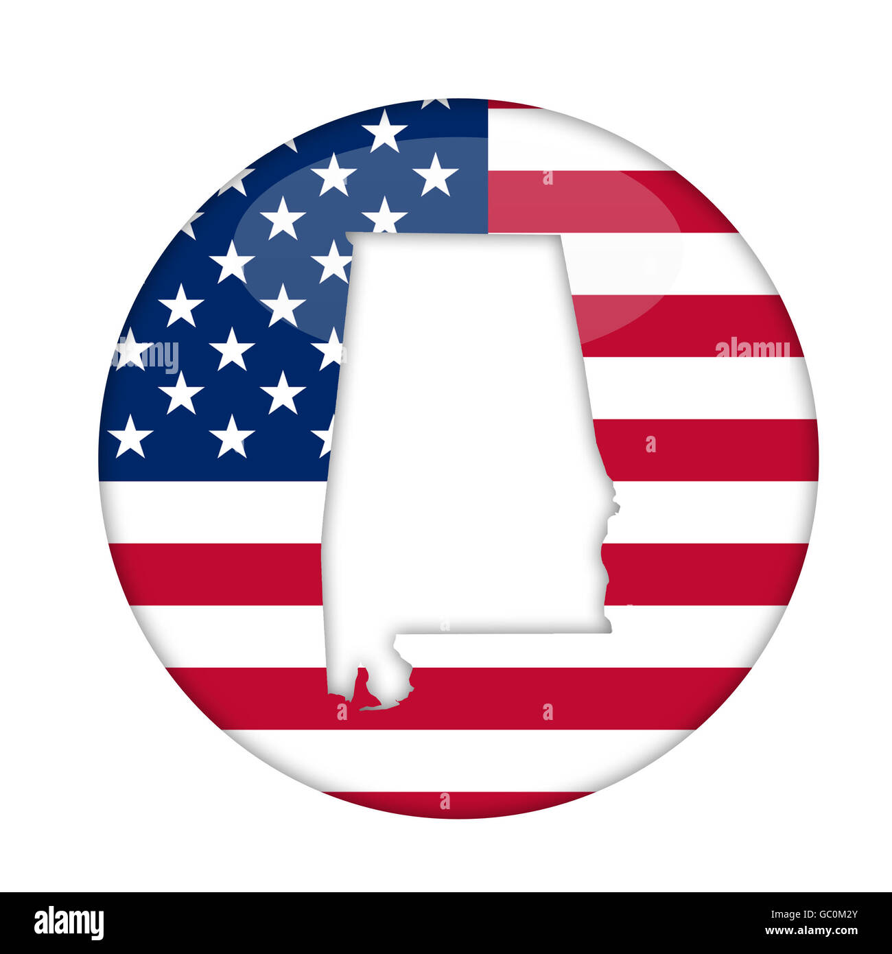 Alabama State d'Amérique d'un insigne isolé sur un fond blanc. Banque D'Images