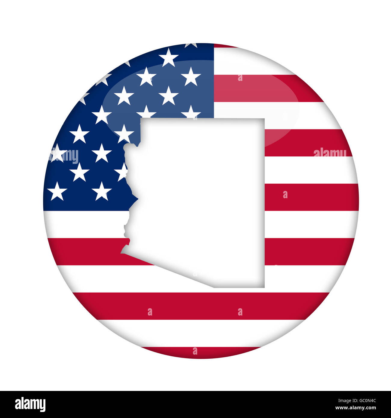 Arizona State d'Amérique d'un insigne isolé sur un fond blanc. Banque D'Images