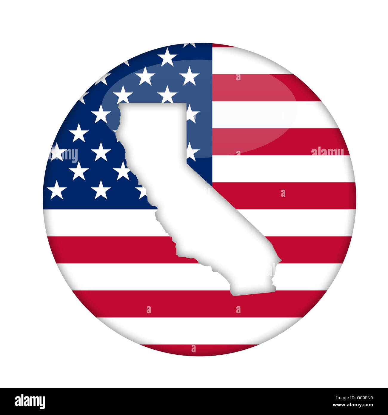 État de la Californie d'Amérique d'un insigne isolé sur un fond blanc. Banque D'Images