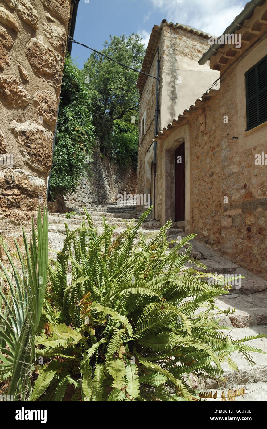 Spanish village Fornalutx sur l'île des Baléares Mallorca Banque D'Images