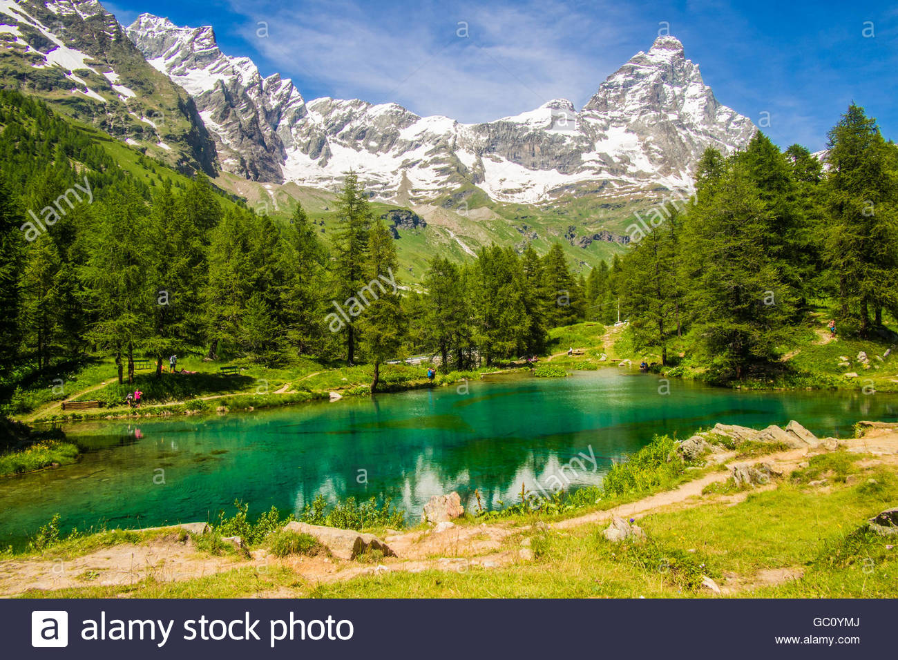 Lago Blu (Lac Bleu), avec le Mont Cervin (aka Matterhorn en Suisse), de