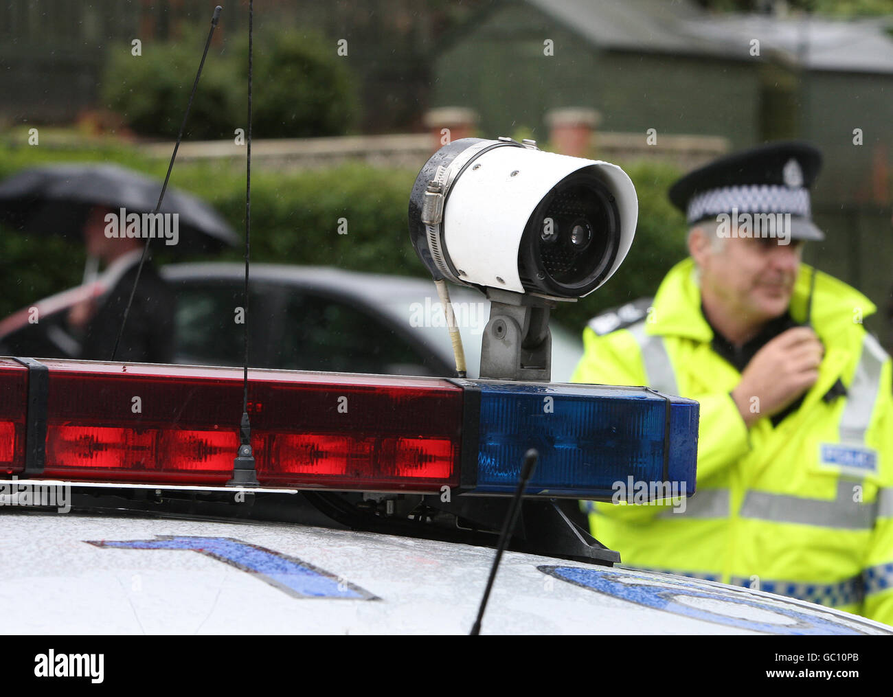 Strathclyde police ANPR caméras sur une voiture de patrouille à l'extérieur Prison de Greenock Banque D'Images