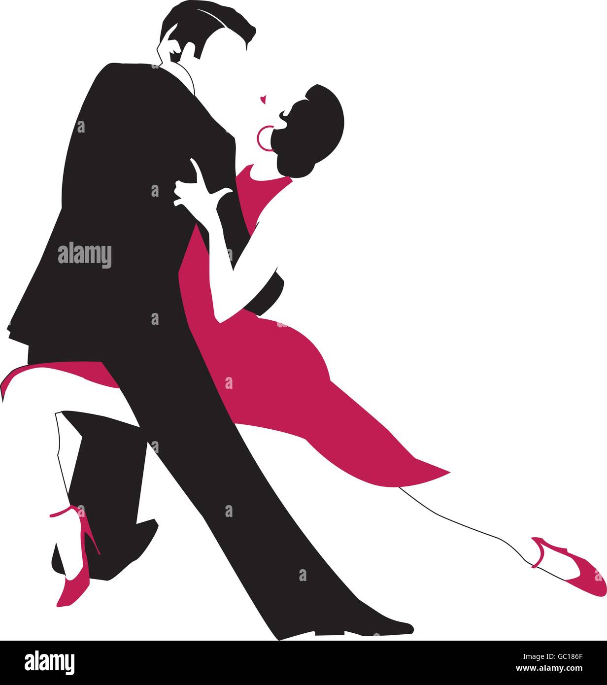 Vector illustration originale d'un couple dancing générique Le Tango Argentin dans une étreinte passionnée. Illustration de Vecteur