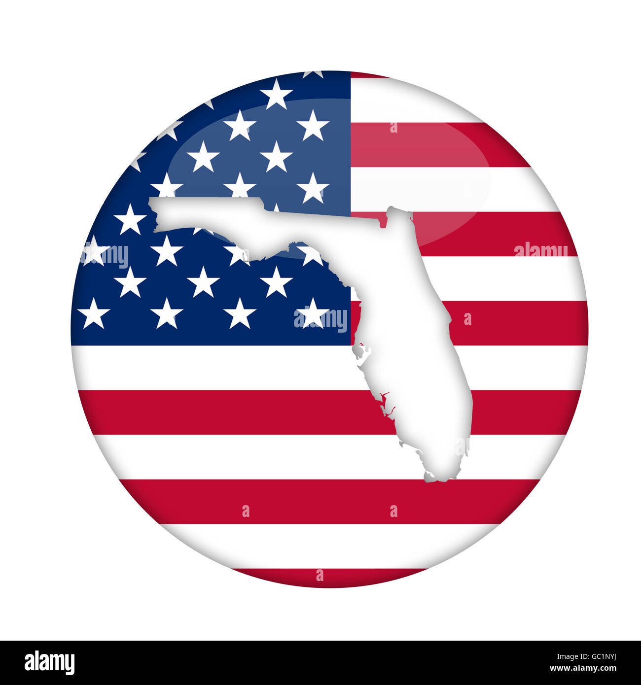 Florida State d'Amérique d'un insigne isolé sur un fond blanc. Banque D'Images