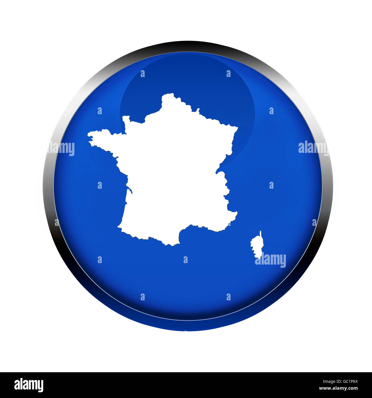 Carte de France bouton dans la couleur du drapeau européen. Banque D'Images