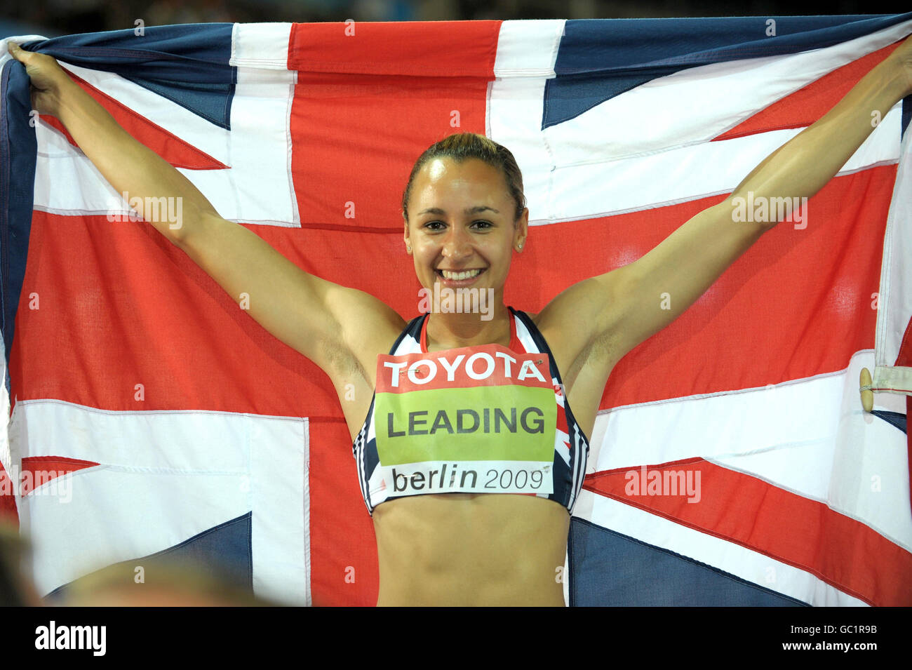 Jessica Ennis, en GrandeBretagne, célèbre la victoire de la médaille d
