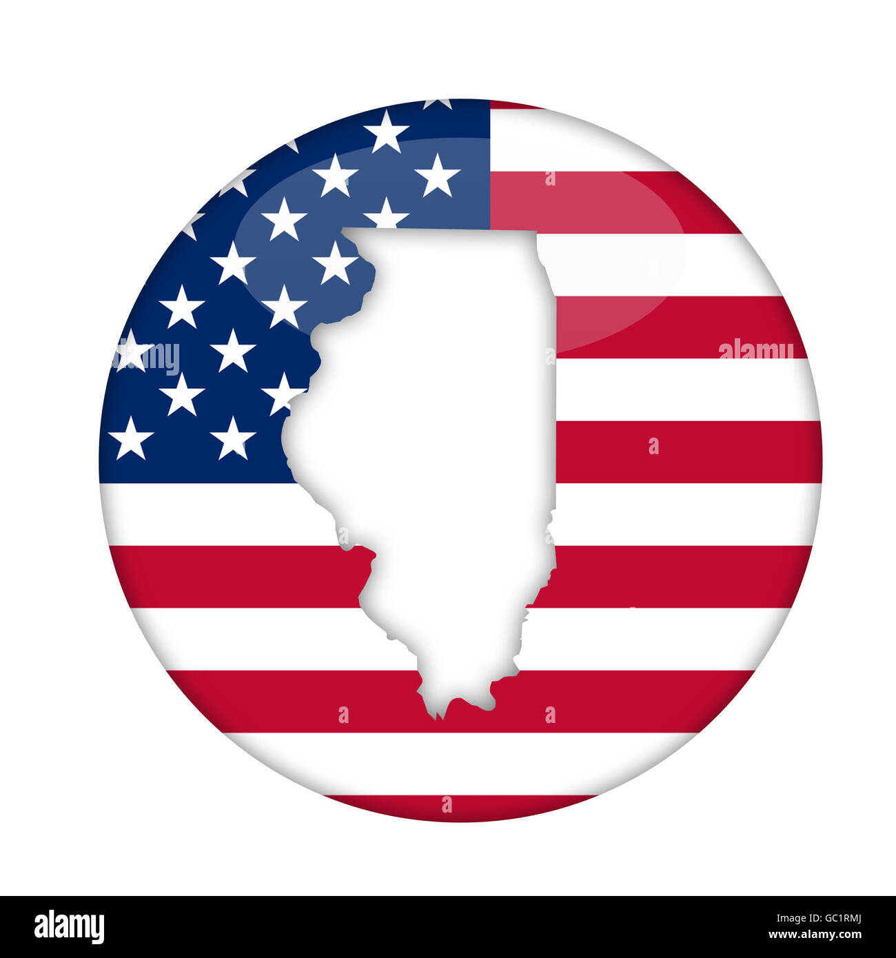 État de l'Illinois d'Amérique d'un insigne isolé sur un fond blanc. Banque D'Images