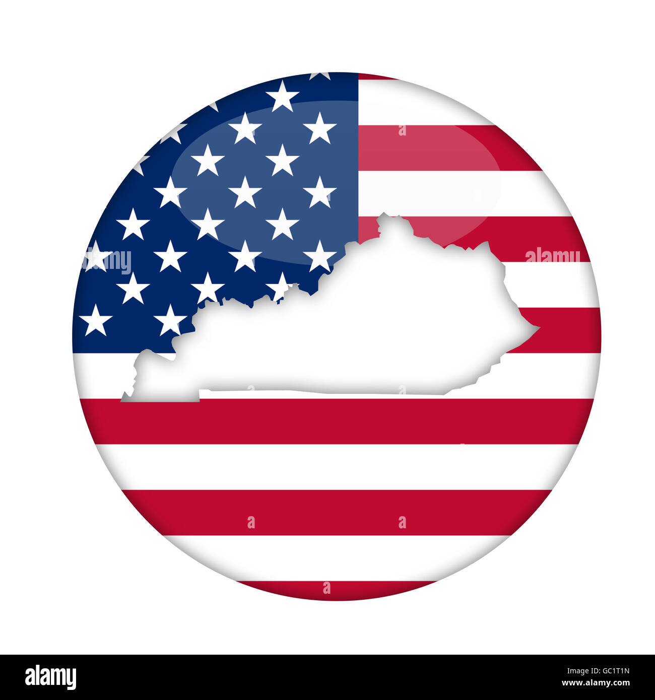 Kentucky State d'Amérique d'un insigne isolé sur un fond blanc. Banque D'Images