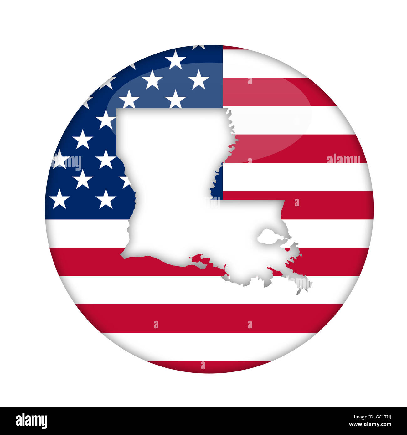 Louisiana State d'Amérique d'un insigne isolé sur un fond blanc. Banque D'Images