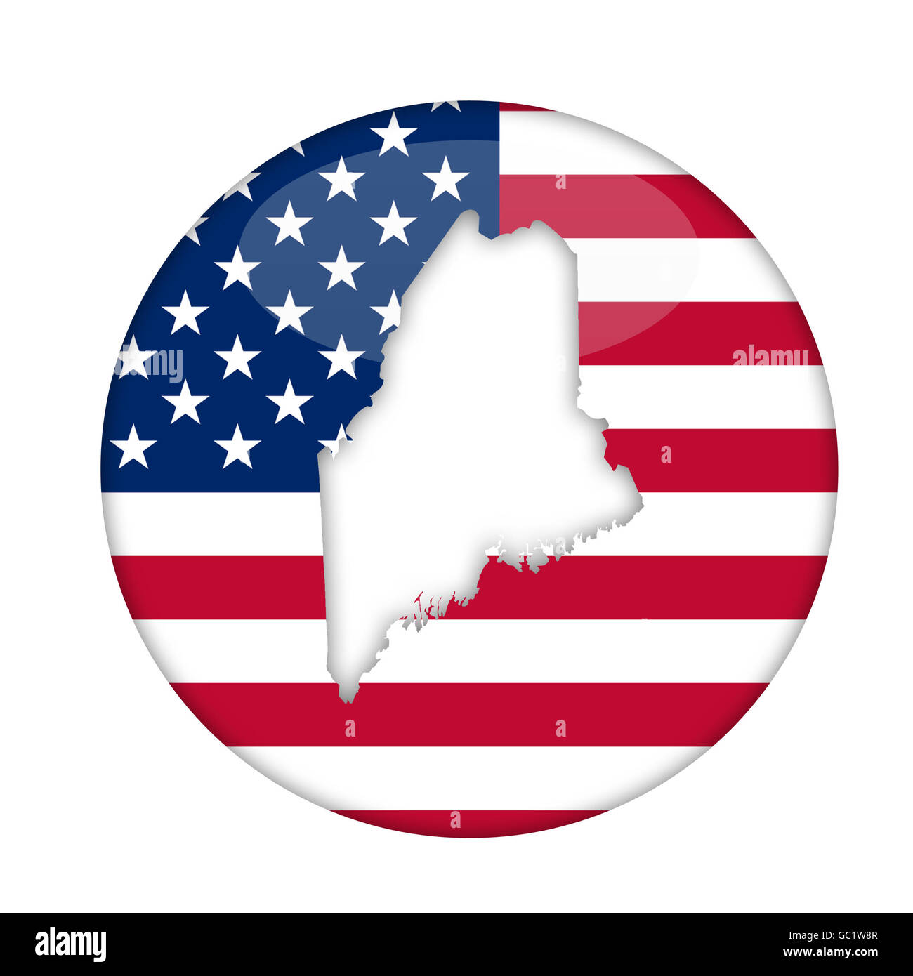 Maine state d'Amérique d'un insigne isolé sur un fond blanc. Banque D'Images