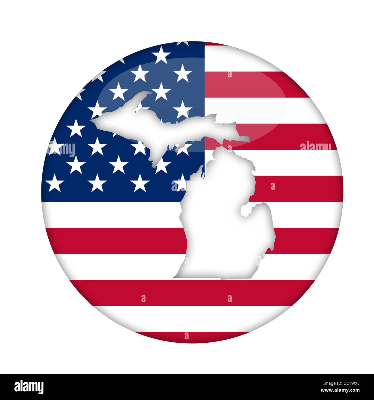 Michigan State d'Amérique d'un insigne isolé sur un fond blanc. Banque D'Images