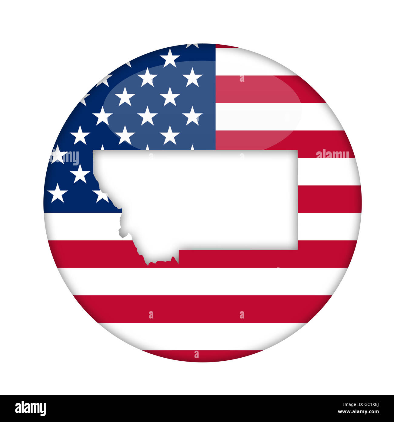 Montana State d'Amérique d'un insigne isolé sur un fond blanc. Banque D'Images
