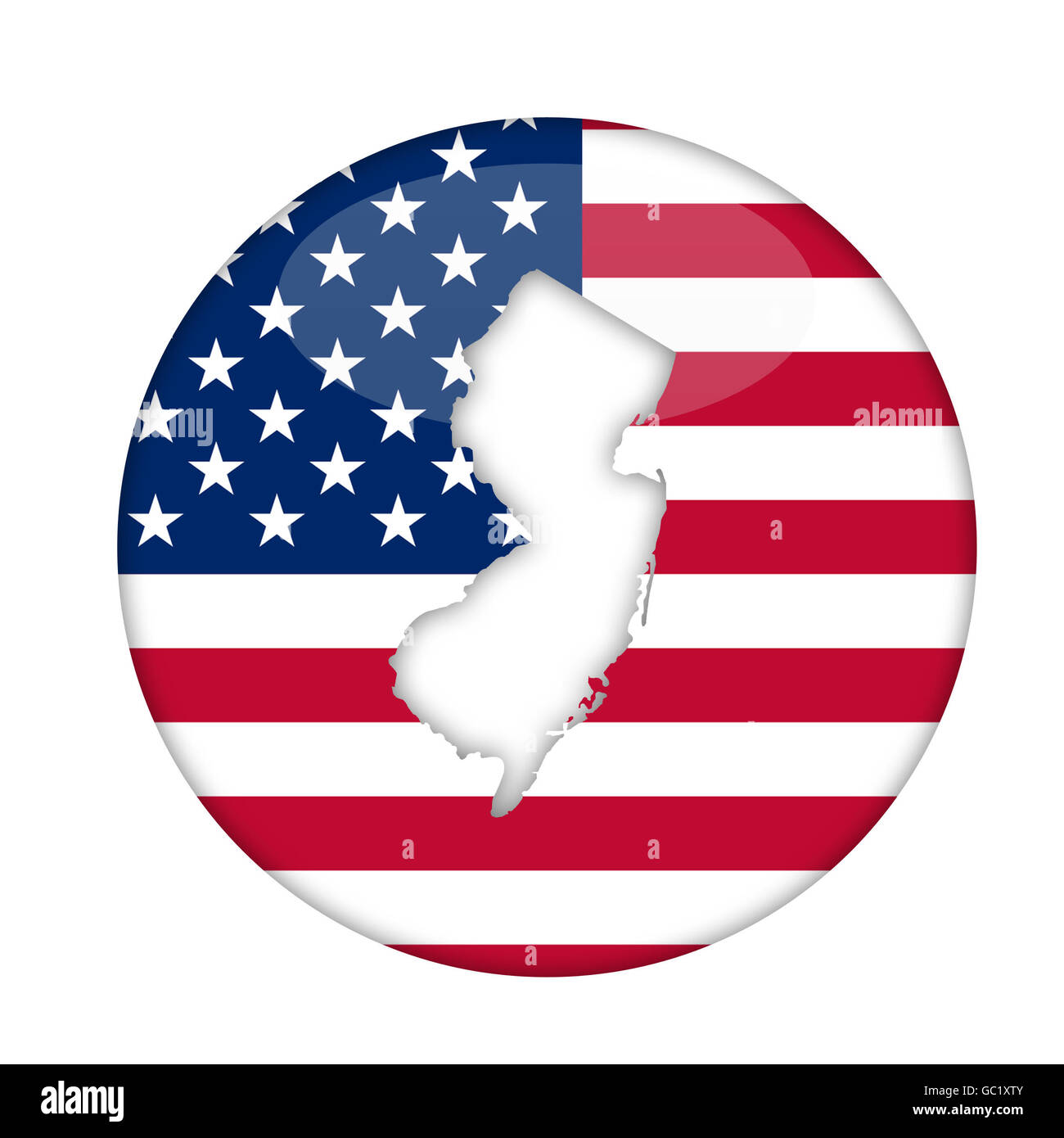 New Jersey State d'Amérique d'un insigne isolé sur un fond blanc. Banque D'Images