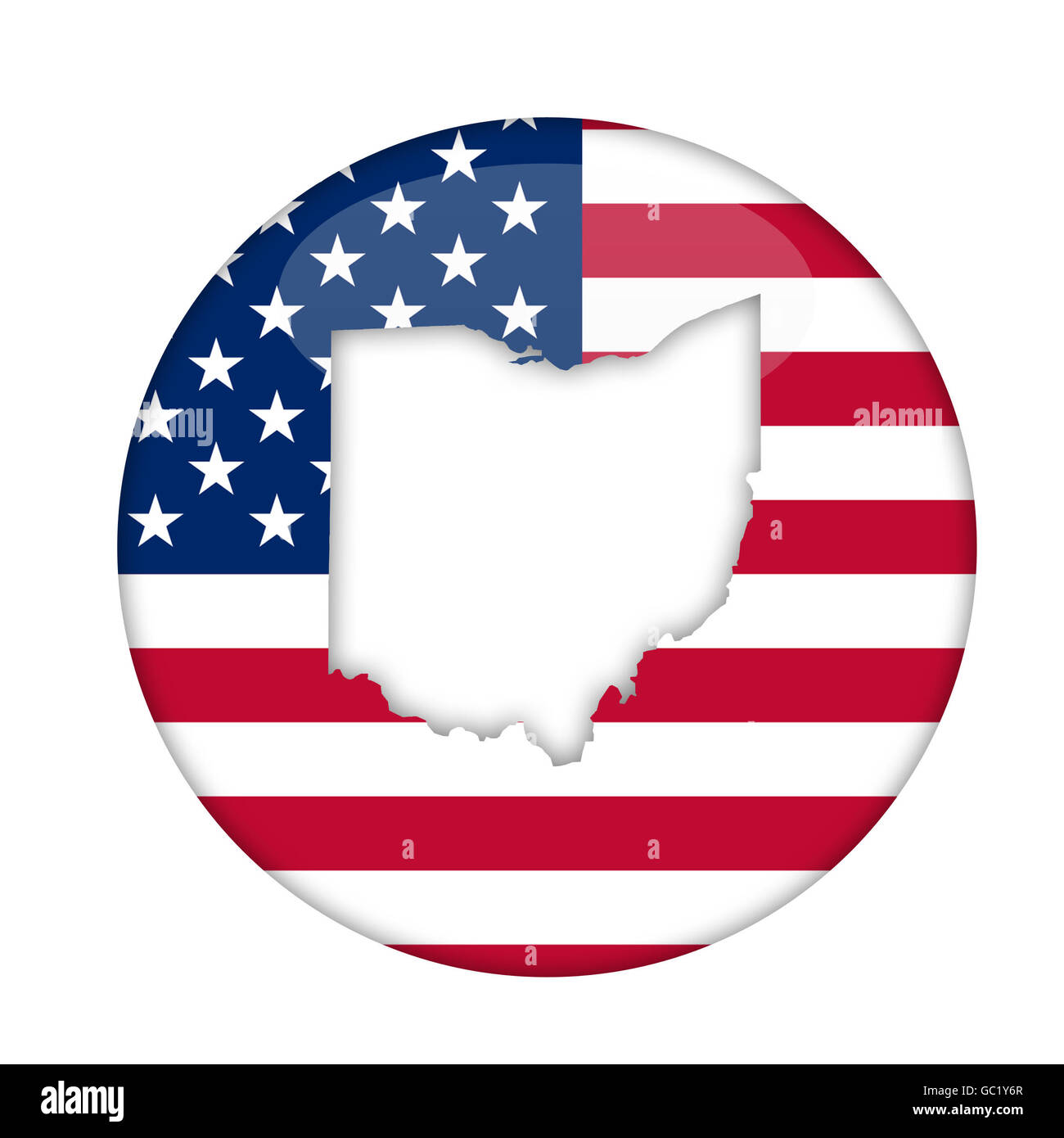 Ohio State d'Amérique d'un insigne isolé sur un fond blanc. Banque D'Images