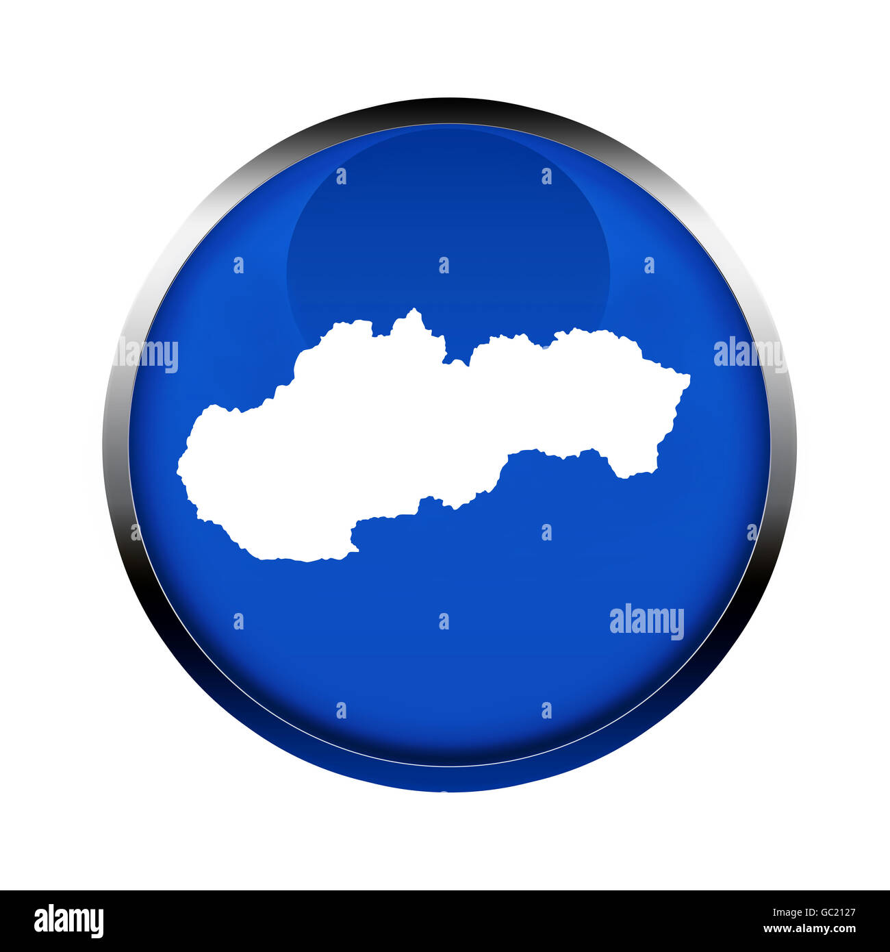 Le bouton Carte de la slovaquie dans les couleurs de l'Union européenne. Banque D'Images