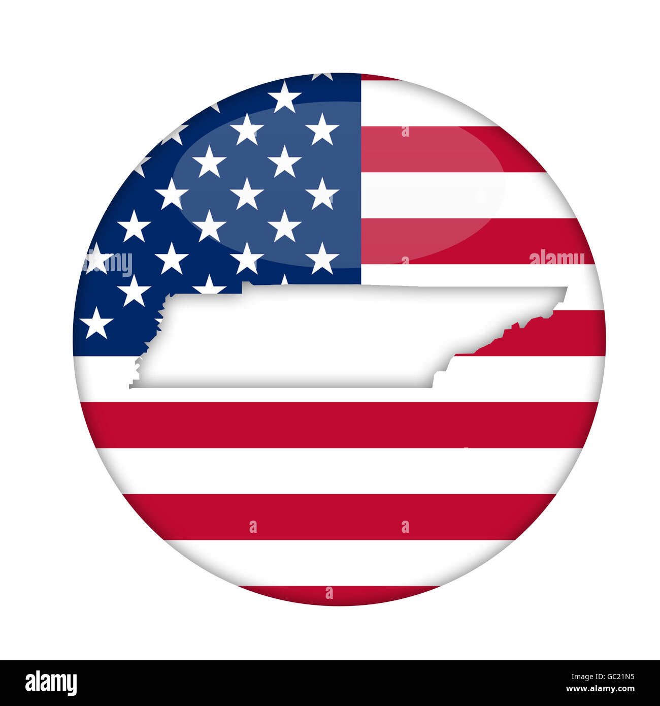 Tennessee State d'Amérique d'un insigne isolé sur un fond blanc. Banque D'Images