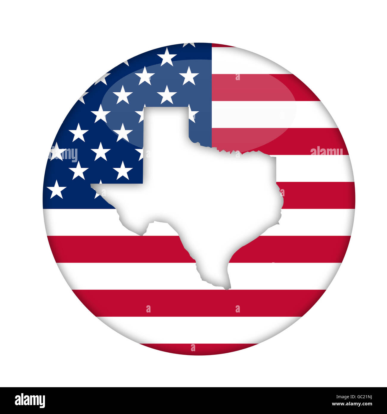 Texas State d'Amérique d'un insigne isolé sur un fond blanc. Banque D'Images