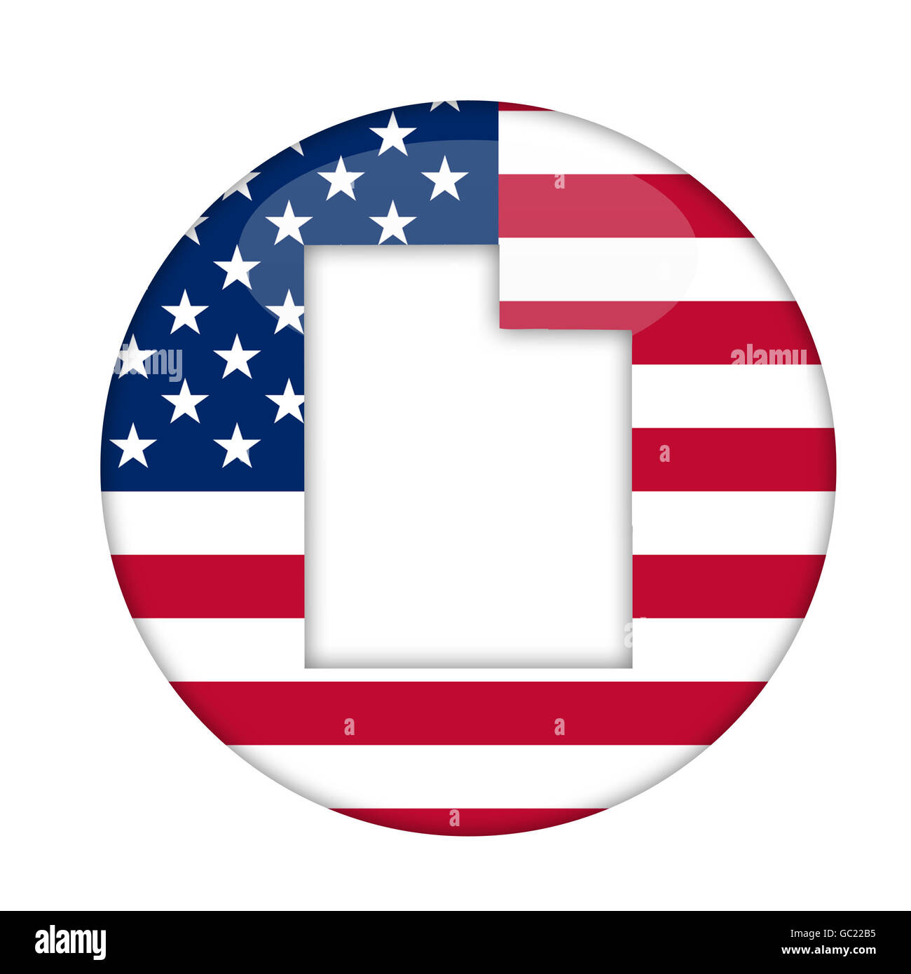 L'Utah State d'Amérique d'un insigne isolé sur un fond blanc. Banque D'Images