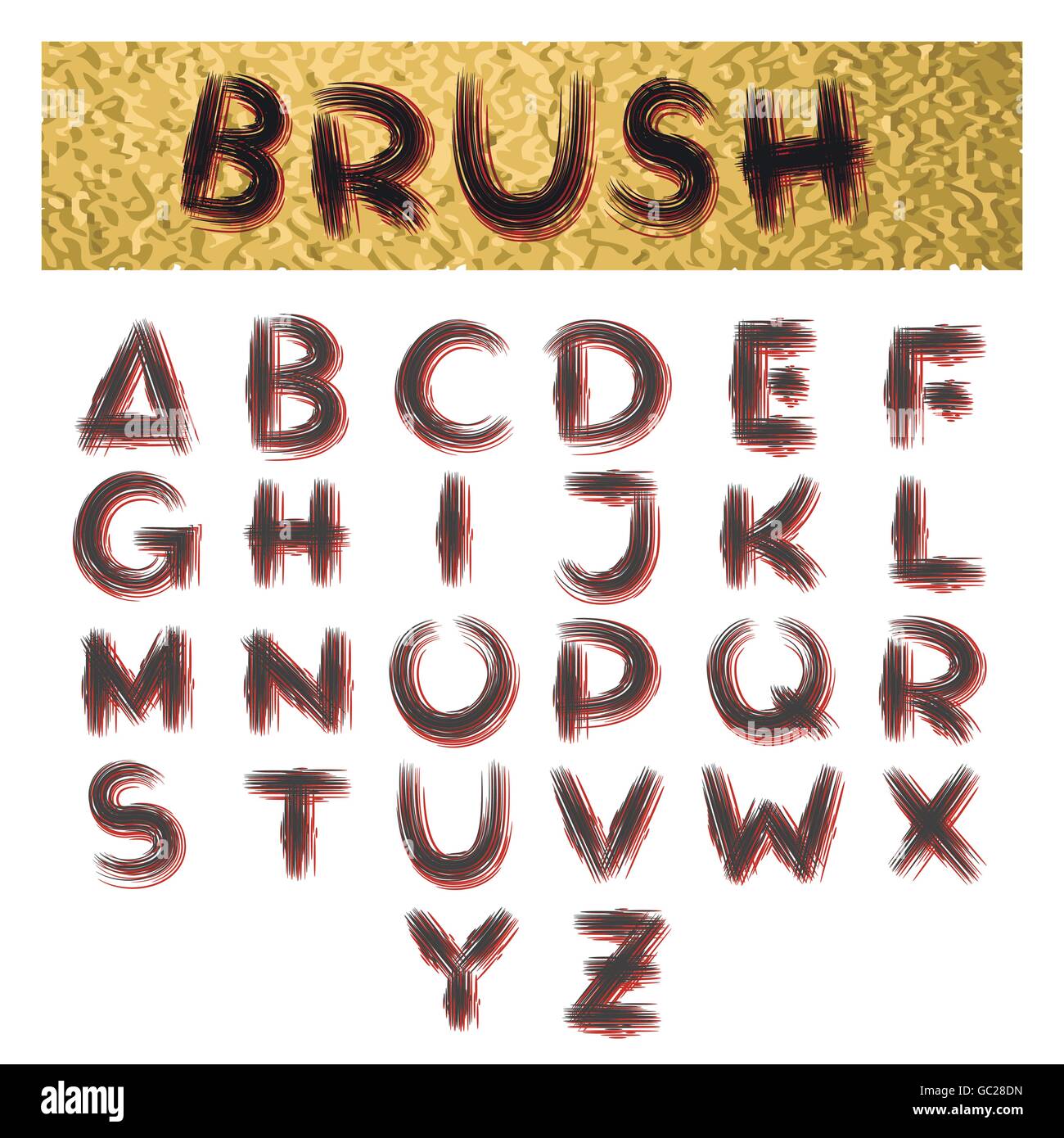 Alphabet grunge fait main. Les lettres majuscules tirées en pinceau large style. Illustration de Vecteur