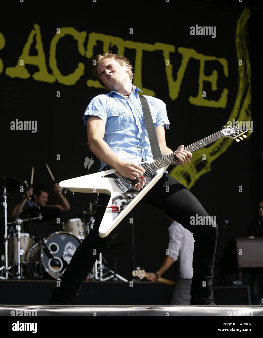 V Festival 2009 - Chelmsford.Danny Jones de McFly se présentant sur la scène V pendant le V Festival, à Hylands Park, Chelmsford. Banque D'Images