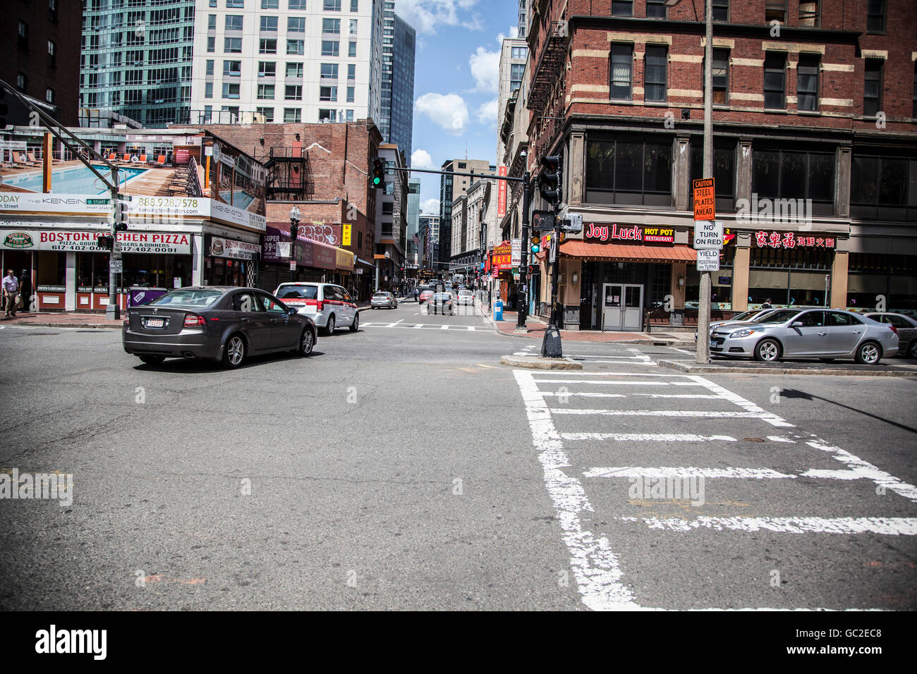 Les rues de Chinatown à Boston Banque D'Images