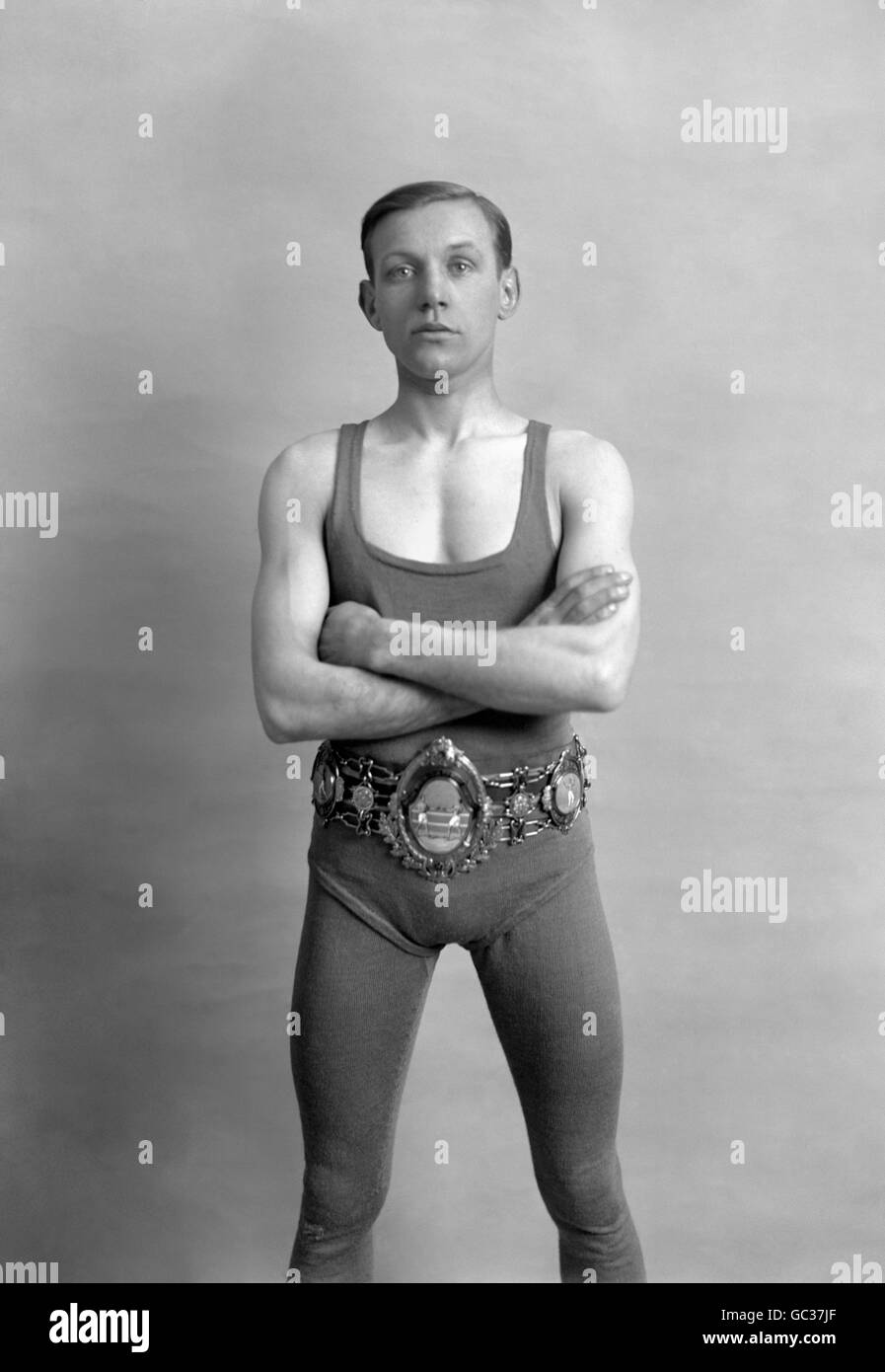 Boxe - poids aérien - Jimmy Wilde.Jimmy Wilde, « The Mighty Atom », champion du monde de poids de Flyweight. Banque D'Images