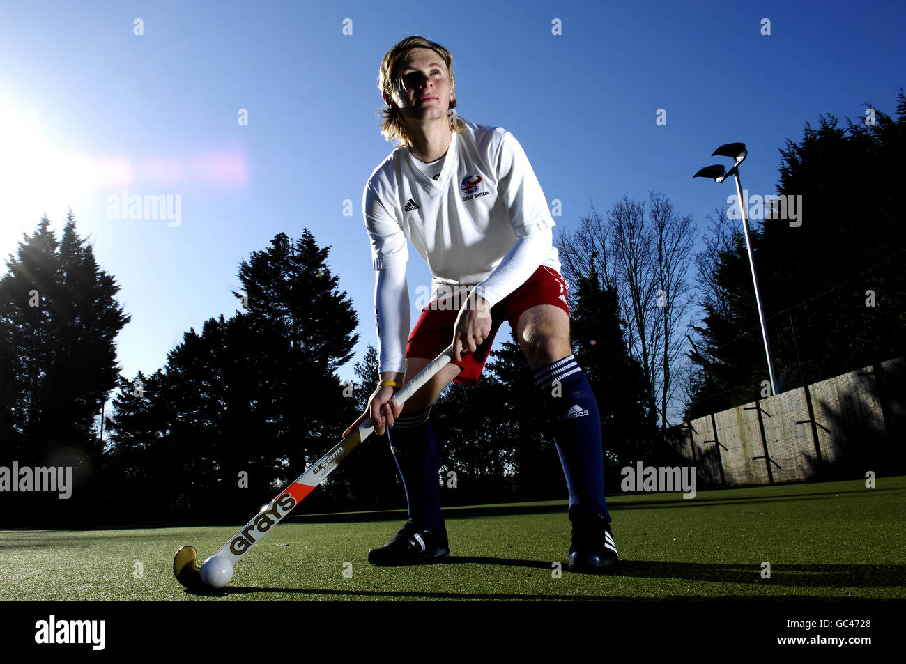 Ashley Jackson de la Grande-Bretagne Hockey se prépare pour le tournoi de qualification olympique qui se tiendra au Chili en mars au Bisham Abbey National Sports Center, le 8 février 2008. Banque D'Images