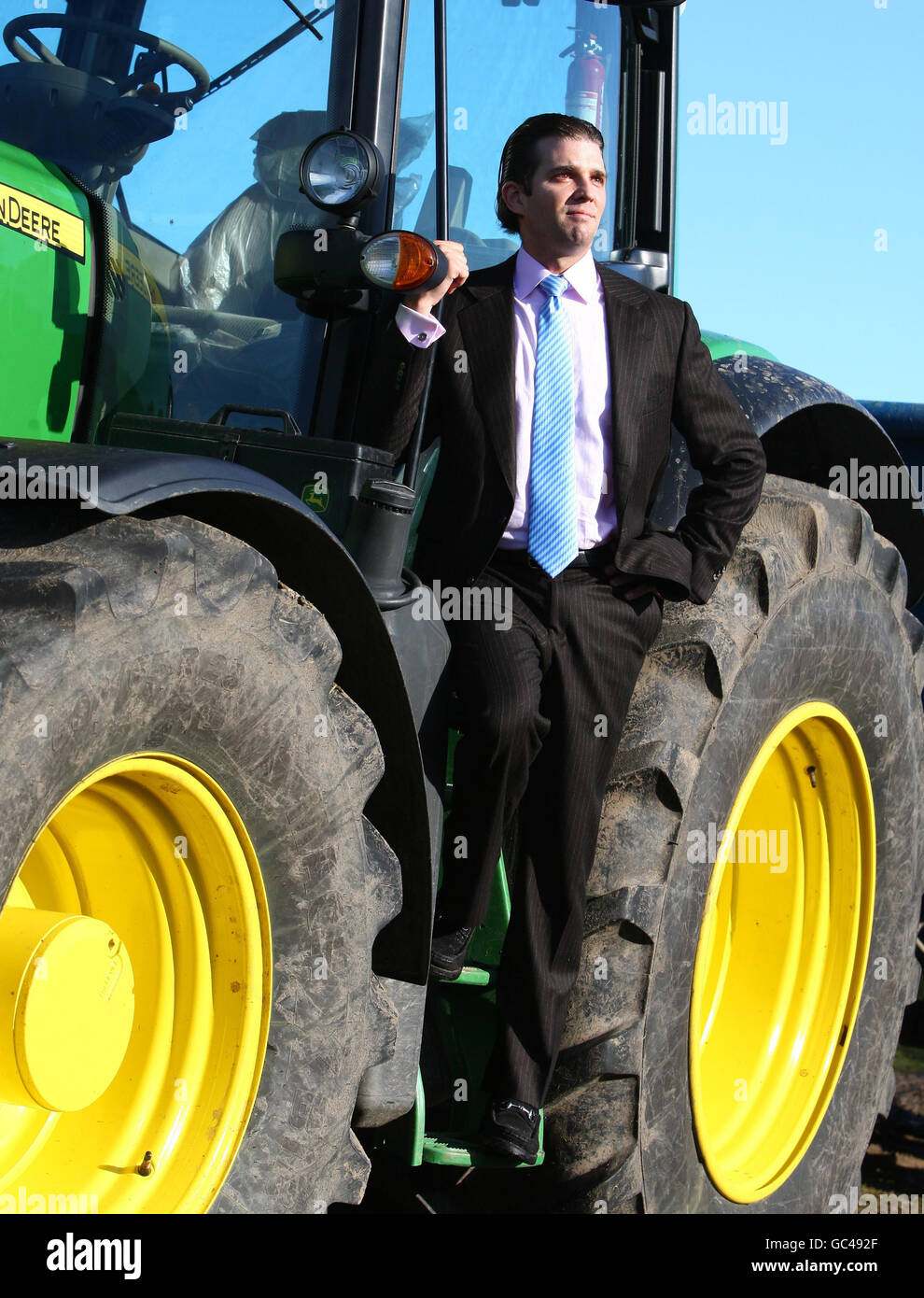 Donald Trump Jnr sur le domaine de Menie alors que la construction commence sur le magnat de l'immobilier américain Donald Trump complexe de golf de luxe controversé. Banque D'Images