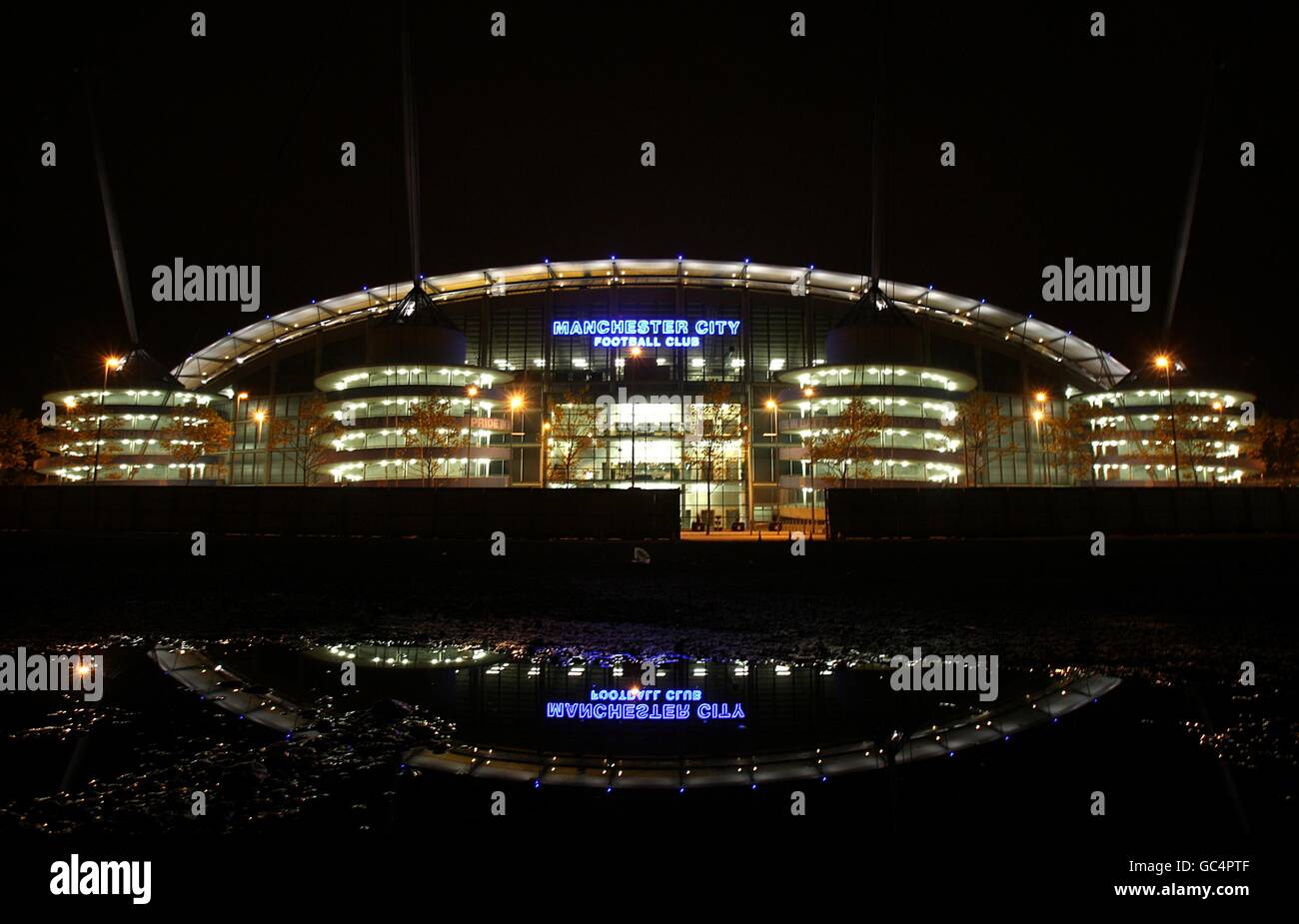 Vue sur le City of Manchester Stadium, stade de Manchester City Banque D'Images