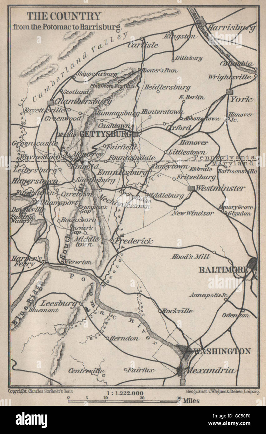 Environs de Gettysburg. Virginia Maryland. Washington Baltimore, 1909 Ancien site Banque D'Images