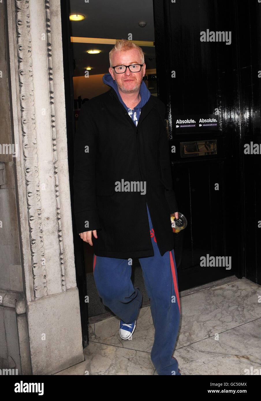 Chris Evans revient à son ancien studio Virgin radio - 8 ans après avoir juré de ne jamais marcher dans le bâtiment à nouveau - pour apparaître comme un invité sur le Christian O'Connell Absolute radio Breakfast Show. Banque D'Images