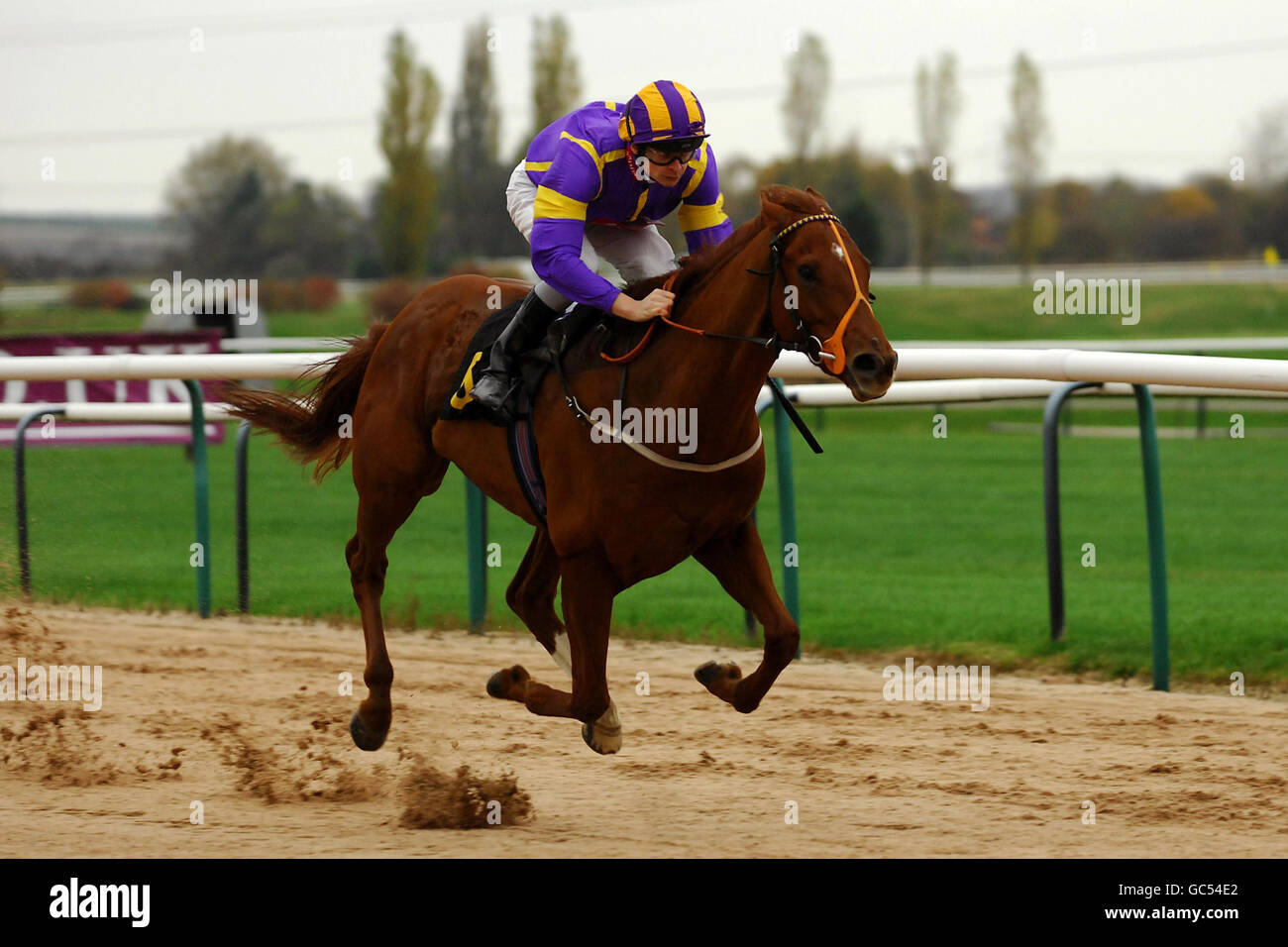 Lucky Punt, criblé de Fergus Sweeney, remporte le Rotary Club of Mapperley handicap à l'hippodrome de Southwell. Banque D'Images