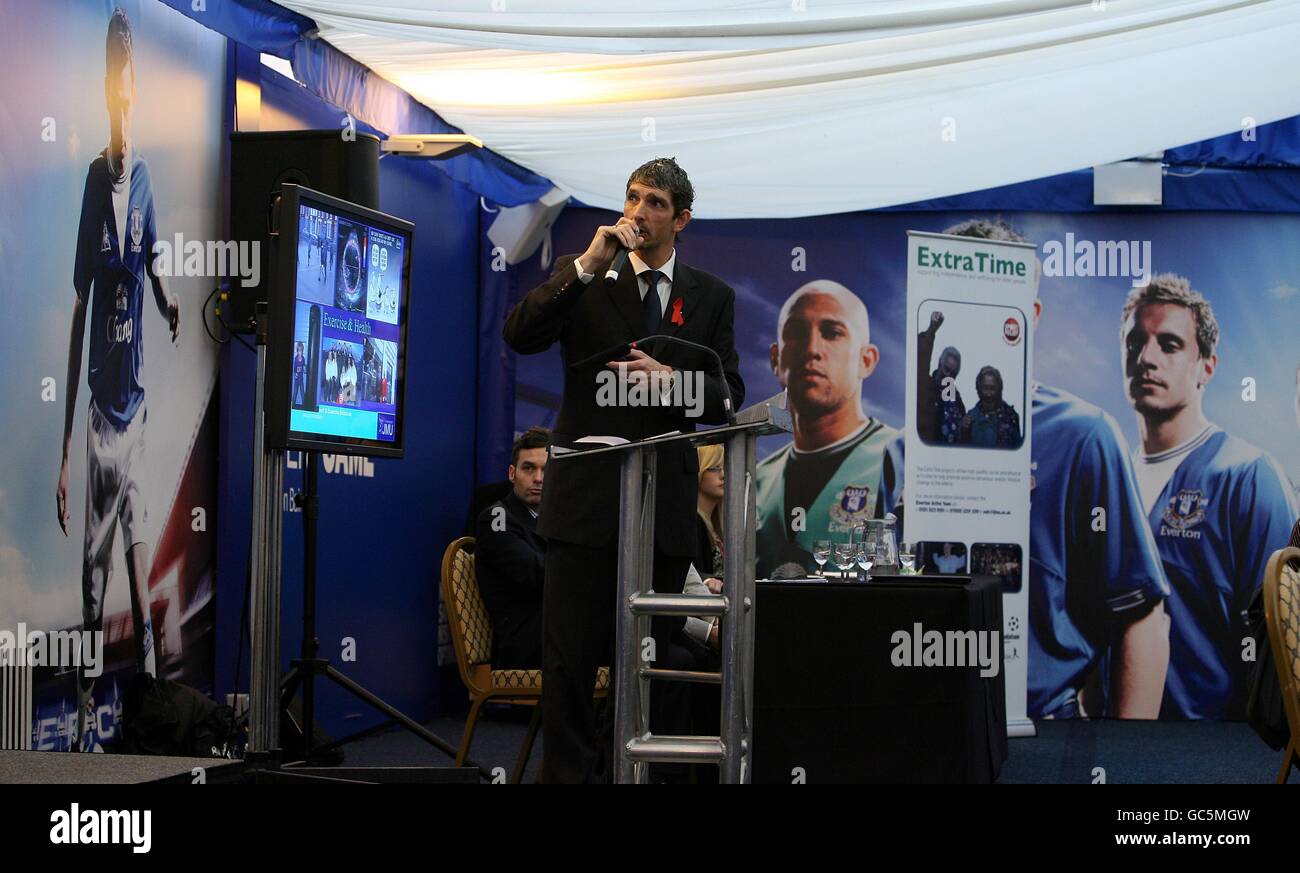 Everton Football - lancement de la Premier League Men's Health Project - Goodison Park Banque D'Images