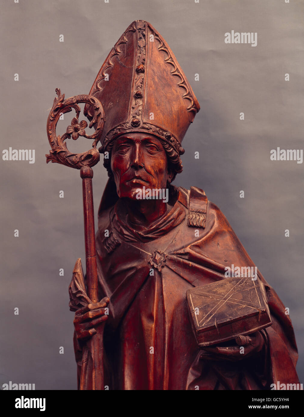 Beaux-arts, Tilman Riemenschneider, (vers 1460 - 1531), sculpture, Saint Nicolas, la sculpture sur bois de tilleul, vers 1510, Musée de Wurzburg, Mainfrankisches Banque D'Images